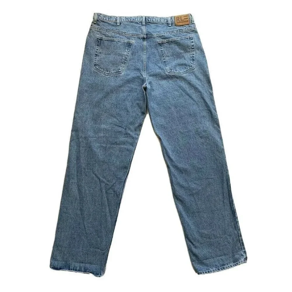 Vintage Ralph Lauren Polo Jeans Mens 40x36 Banner Loose Fit Medium Bue Denim NEW